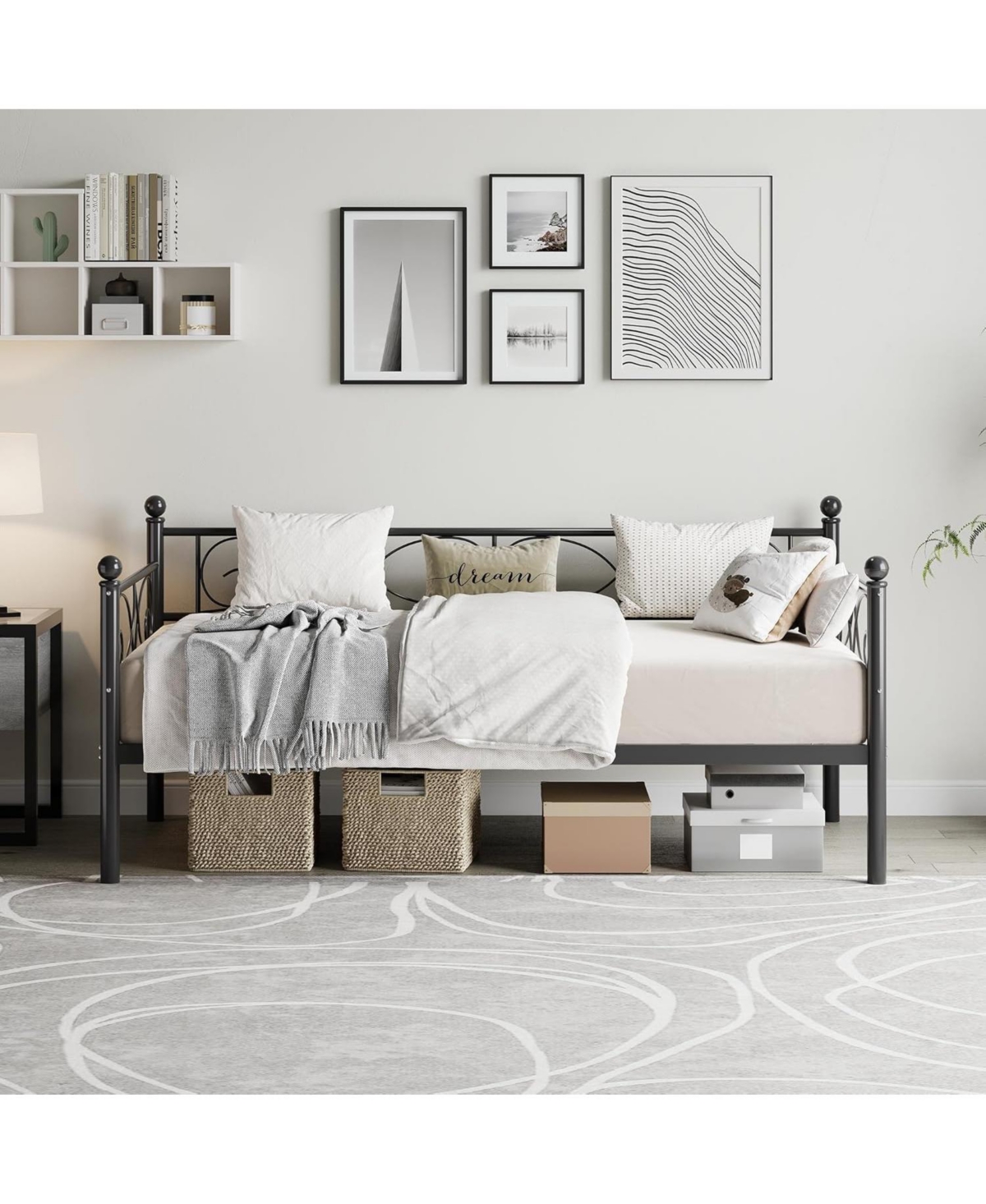 gaomon Metal Sofa Bed Frame, Heavy Duty Metal Slats, Day Bed for Living Room, Bedroom, Guest Room, Space Saving