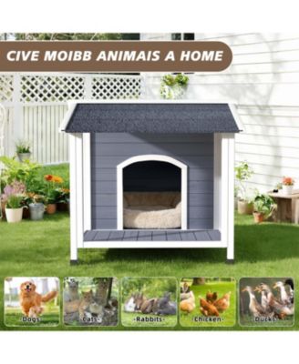 Outdoor Dog House: Wooden Shelter with Asphalt Roof & Raised Floor, Easy Assembly