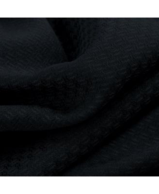 100% Polyester 250 GSM Basket Weave Ian Luxury Jacquard Blackout Grommet Curtain Panel 54" x 90" Black