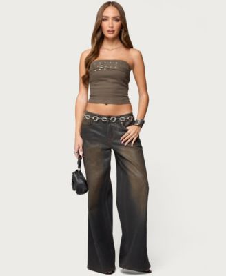Women's Nadiya Twill Belted Strapless Top