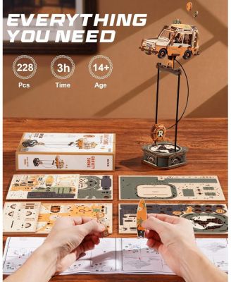 Pendulum Balance Toy, 3D Wooden Puzzles for Adults, Retro Road Tripper Car, DIY Craft Wood Puzzle Kit, Unique Gift for Men Women Festival