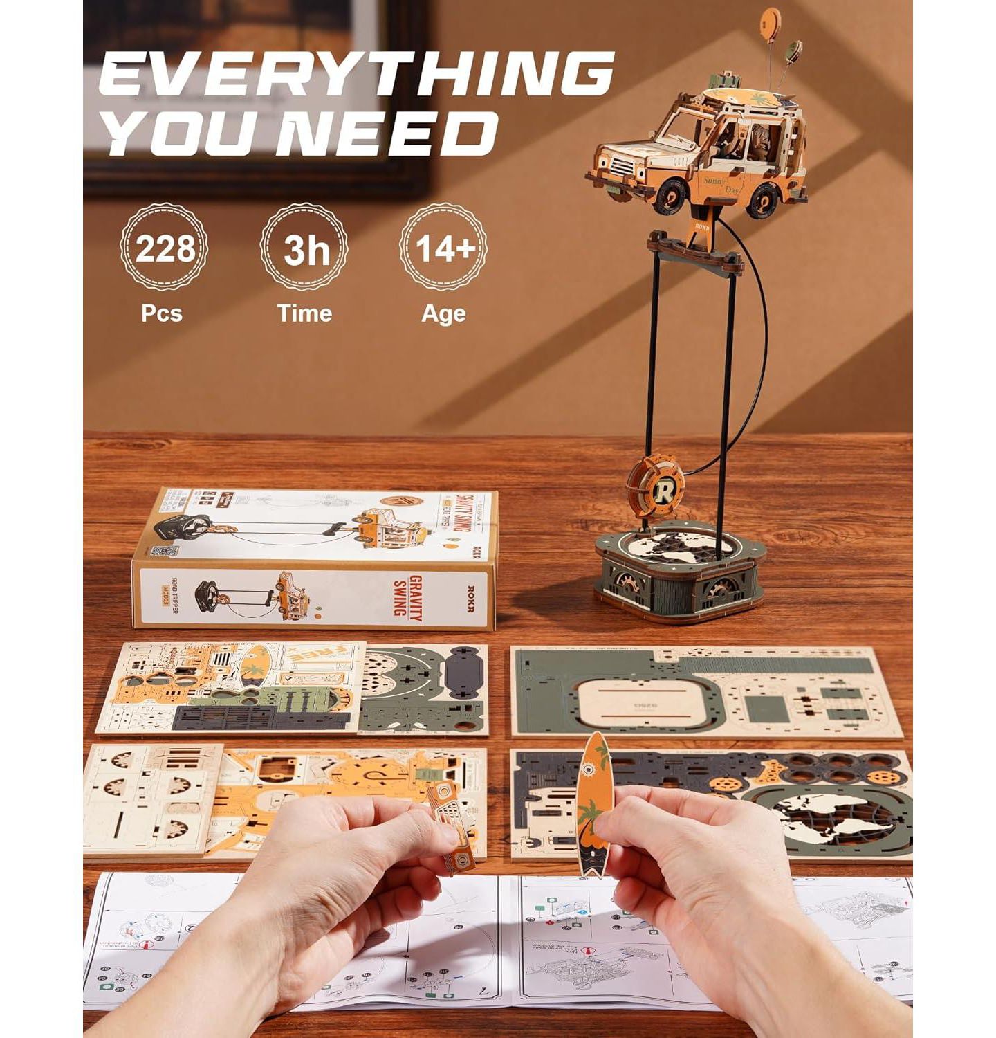 Детские конструкторы Robotime Road Tripper 3D Wooden Pendulum 228-Piece Puzzle, Ages 14+ — фото 5
