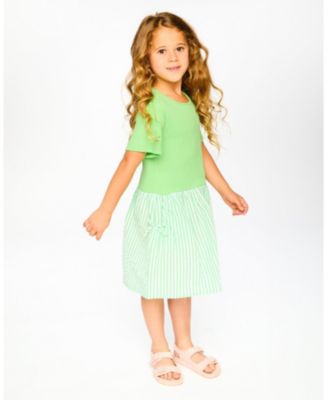 Toddler Girls Bi-Material Dress Mint