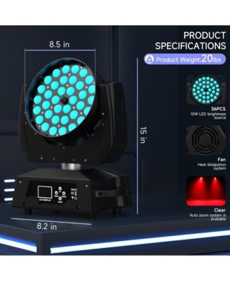 360W RGBW Moving Head Stage Light with Auto Zoom, Full DMX Control for Events & Performances