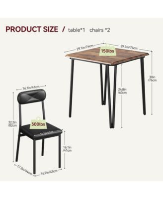 Small Dining Table Set for 2, Small Kitchen Table and Chairs Set of 2, 3Pcs Dining Room Table Set with 2 Upholstered Chairs