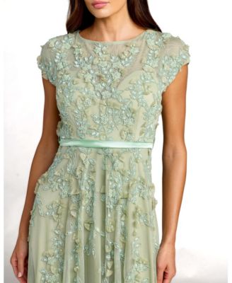 Petite Floral Embellished Cap Sleeve Midi Dress