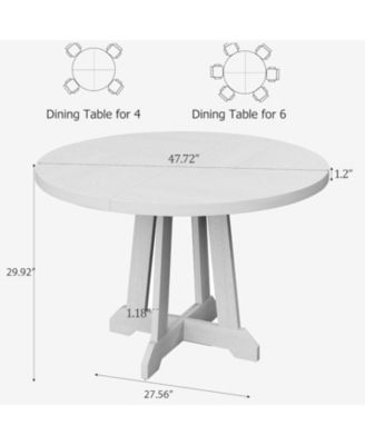 Round Dining Table for 4 to 6 People, 47" Round Dining Table, Wooden Kitchen Table with Sturty Legs, Dining Room Table for Dining Room, Kitchen