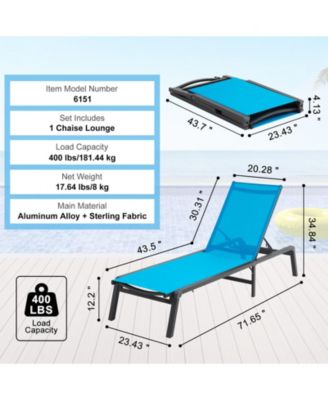 Outdoor Patio Chaise Lounge Chair with Adjustable 5-Position Backrest
