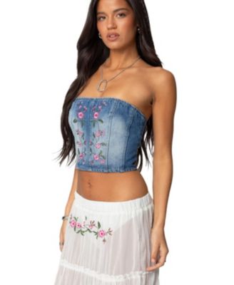 Women's Tula Embroidered Denim Corset