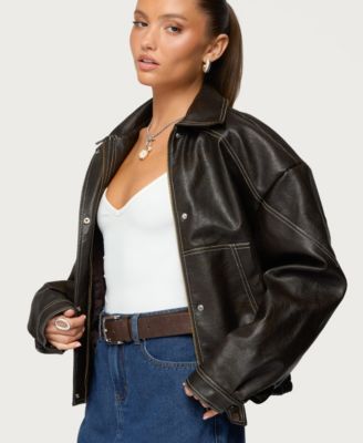 Women's Jaxson Oversized Faux Leather Bomber Jacket