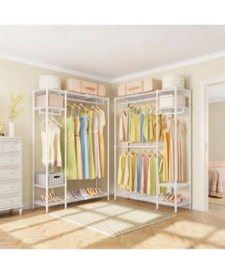 Adjustable Metal Garment Rack with Shelves and Rods for Space Maximization
