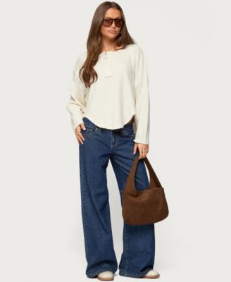 Women's Alisia Oversized Waffle Henley Top
