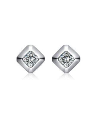 Dainty Gold Plated Cushion-Cut CZ Stud Earrings