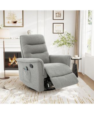 Modern Swivel Recliner Chair with 8-Point Massage 2-Speed Tilt & Side Pocket