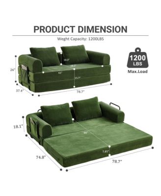 Loveseat Sofa Convertible Sleeper Sofa Bed with Pillow
