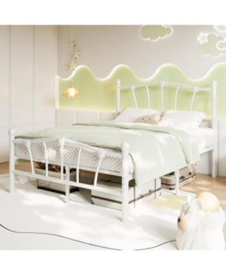 Twin Size Metal Bed Frame, Twin Bed Frames for Girls, Twin Platform Bed with Heart-Shaped Design Headboard&Footboard, Heavy-Duty