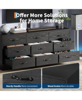 Modern TV Stand with Mount, 55 Inch Entertainment Center with 9 Drawers, Adjustable Height Media Console for TVs Up to 85 Inch