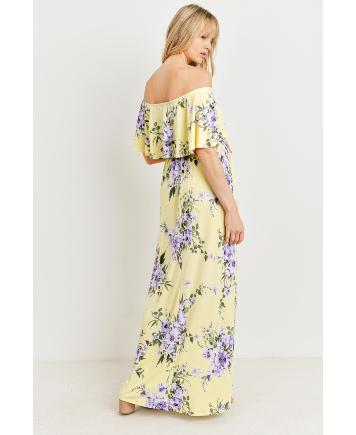 Hello Miz Maternity Off-Shoulder Ruffled Maxi Dress