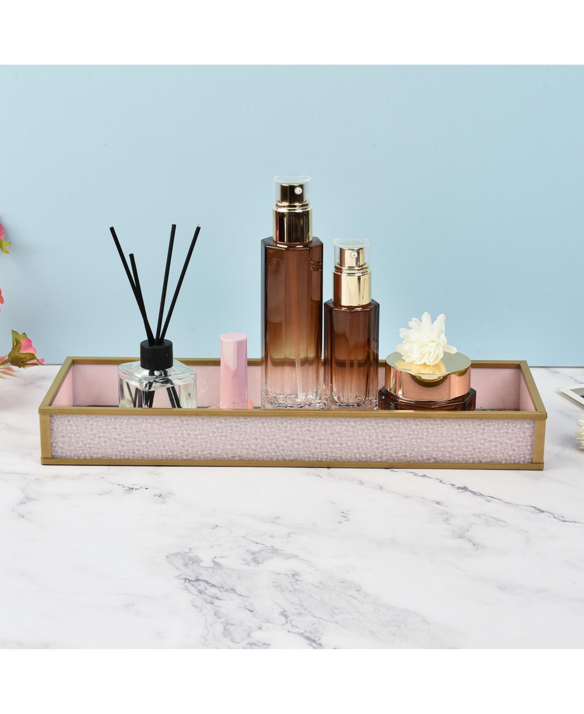 Lauraella Handcrafted Glass Tray, Decorative Storage Tray for Makeup, Jewelry, Desk