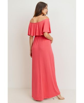 Maternity Off-Shoulder Ruffled Maxi Dress