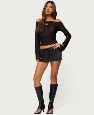 Women's Alef Sheer Lace Off Shoulder Top