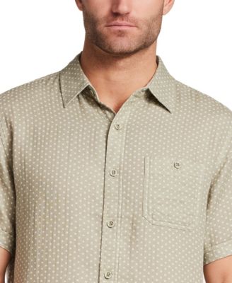Men's Short-Sleeve Button Down Double Layer Cotton Dobby Shirt