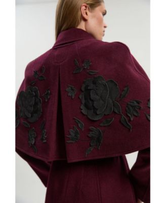 Women's Tailored Funnel-Neck Cape Midi Coat