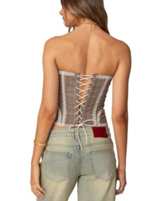 Women's Jaiden Houndstooth Plaid Corset