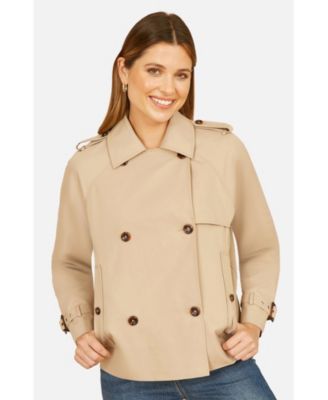 Women's Cropped Trench Jacket With Pockets