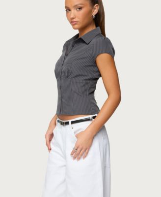 Women's Juney Pinstripe Tailored Button Up Shirt