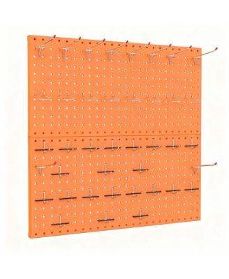 Modular Steel Pegboard Tool Organizer, 2 Panels, 68 Hooks, Space & Time Saver
