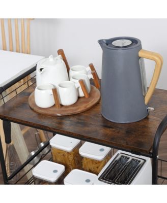 24" 3-Level Kitchen Cart Utility Organizer w/ 2 Storage Shelves, Wheels