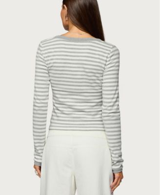 Women's Kimi Striped Long Sleeve V Neck Top