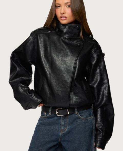 Женские куртки Edikted Jaicee High Neck Oversized Faux Leather Jacket