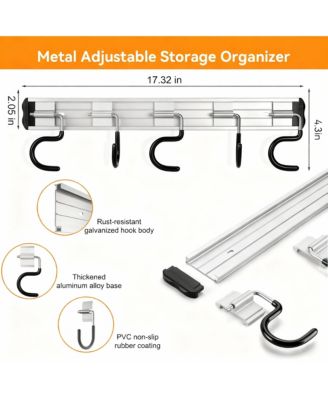 Aluminum Garden Tool Rack, Adjustable Hooks, Easy Install, Durable