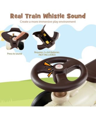 Kids Ride-On Toy Car with Steering Wheel and Whistle Button