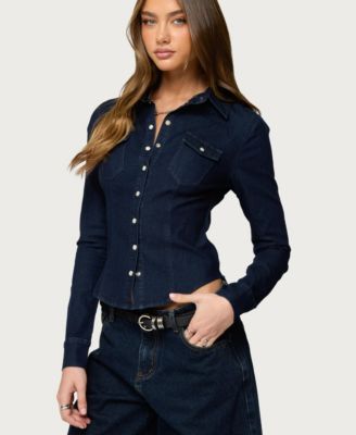 Women's Shylo Stretchy Denim Button Up Shirt