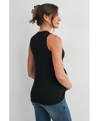 Women's Maternity Nursing Ribbed Tank Top with Lift-Up Panel