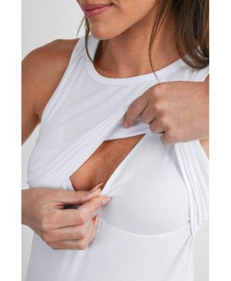 Women's Maternity Nursing Ribbed Tank Top with Lift-Up Panel