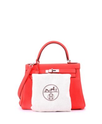 Kelly 28 Handbag Pink Clemence with Palladium Hardware