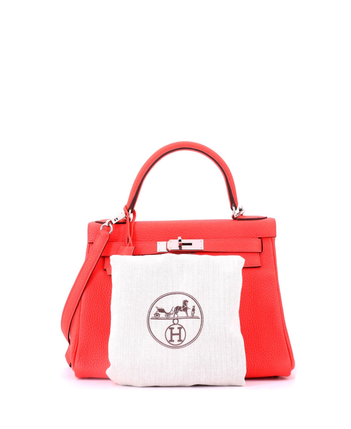 Pre-Owned HERMES Kelly 28 Handbag Pink Clemence with Palladium Hardware