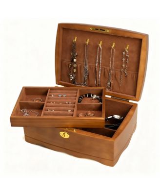Wooden Jewelry Box with Lock for Women - Elegant Storage for Bracelets, Watches, Necklaces