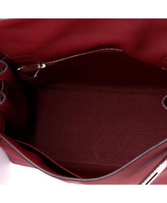 Kelly 28 Handbag Red Togo with Palladium Hardware