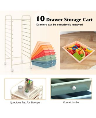 10 Drawer Rolling Storage Cart Scrapbook Paper Office School Organizer
