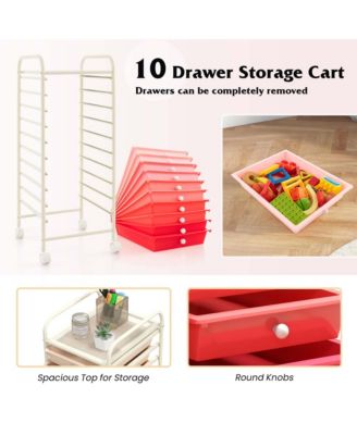 10 Drawer Rolling Storage Cart Scrapbook Paper Office School Organizer