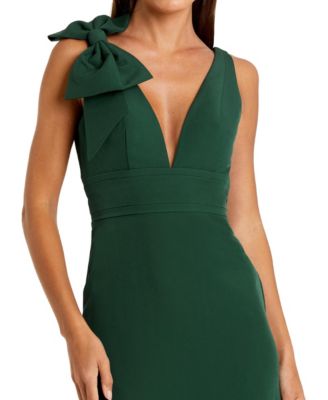 Women's Sleeveless V Neck Bow Detail Mermaid Gown