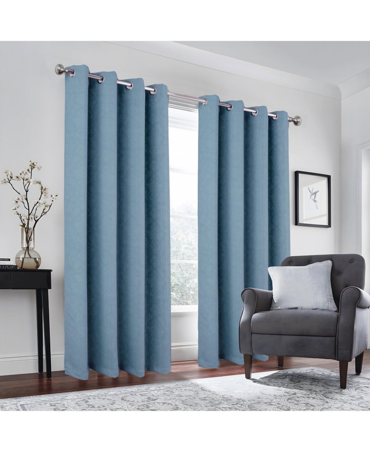 Olivia Gray 100% Polyester 190 Gsm Cressida Reversible Blackout Grommet Curtain Panel