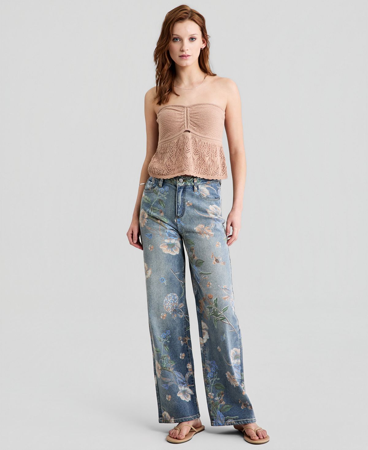 And Now This Women's High Rise Floral Jeans, Macy's Exclusive view 1 — MAYCSS fashion products