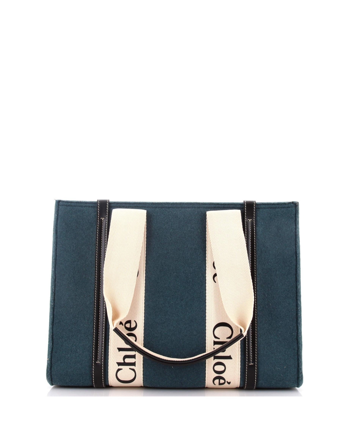 Pre-Owned Chloe Large Woody Tote Felt with Leather and Canvas