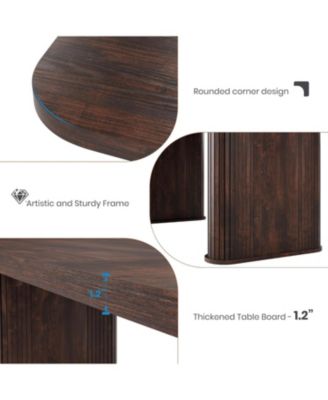 62" Large Dining Table, Set for 6-8 People, Kitchen Dining Table with Grille Design, Suitable for Dining, Home, Office, Living